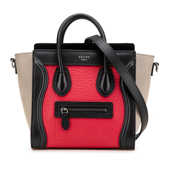 Pre-Loved Celine Nano Tricolor Nubuck and Calfskin Luggage Tote - Picture 1 of 12